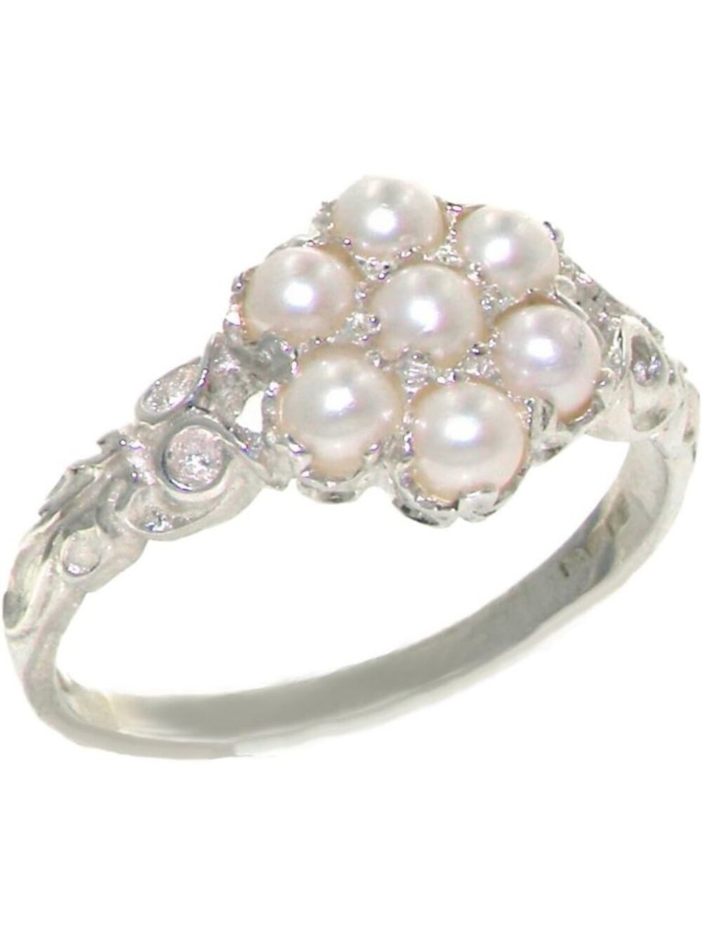 925 Sterling Silver Cultured Pearl Women's Statement Band Ring - Elegant Jewelry